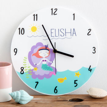 Girl's Bedroom Mermaid Theme Personalised Clock Gift, 2 of 4