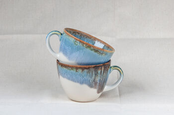 Turquoise Set Of Two Porcelain Tea Cup With Saucer, 5 of 9