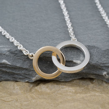 Rose Or Yellow Gold 9ct And Silver Unity Necklace, 3 of 4