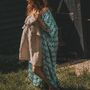 Turquoise Leaf Print Viscose Kimono, thumbnail 2 of 4