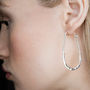 Sterling Silver Oval Hoop Earrings, thumbnail 3 of 4