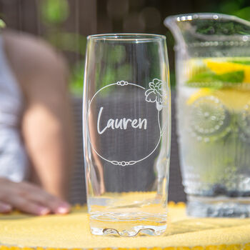 Personalised Birth Flower Hi Ball Glass Tumbler, 2 of 8