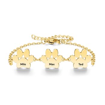 Personalised Dog Paws Print Bracelet Engraved Name, 7 of 8