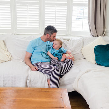 Personalised Daddy And Me Matching Football Pyjamas Set, 5 of 12