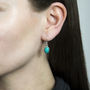 Sterling Silver Dangly Turquoise Oval Earrings, thumbnail 2 of 3
