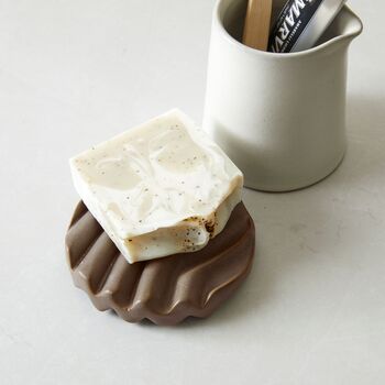 Fair Trade Handmade Glazed Stoneware Ridged Soap Dish, 2 of 10