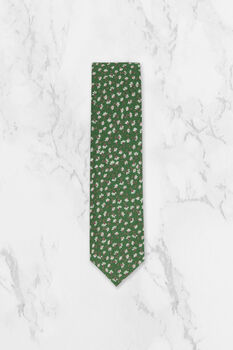 Wedding Handmade Floral Print Tie In Green And White, 6 of 6