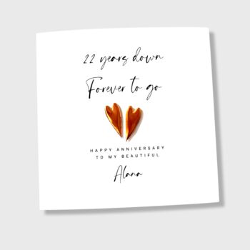 22nd Wedding Anniversary Card Copper Hearts, 4 of 4