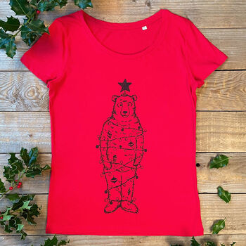 Christmas Tree Bear, Organic Women's T Shirts, 2 of 3