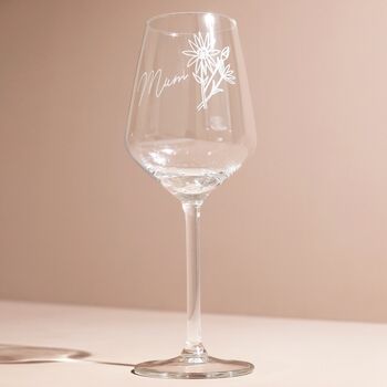Personalised Birth Flower Wine Glass, 6 of 7