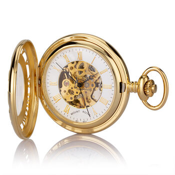 Numerals Skeleton Pocket Watch – Gold Plated, 5 of 8