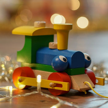 Wooden Train Take Apart And Pull Along Toy Personalised, 2 of 8