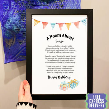 Personalised 40th Birthday Gift Print Special Poem, 2 of 5