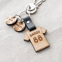Daddy’s Team Wooden Football Shirt Keyring With Charms, thumbnail 4 of 4