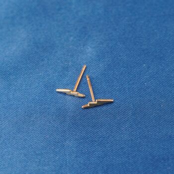 Gold Lightning Bolt Studs, Minimalistic Dainty Studs, 4 of 7