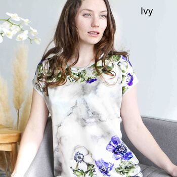 Silk Satin And Soft Jersey Floral Womens Top T Shirt, 5 of 8