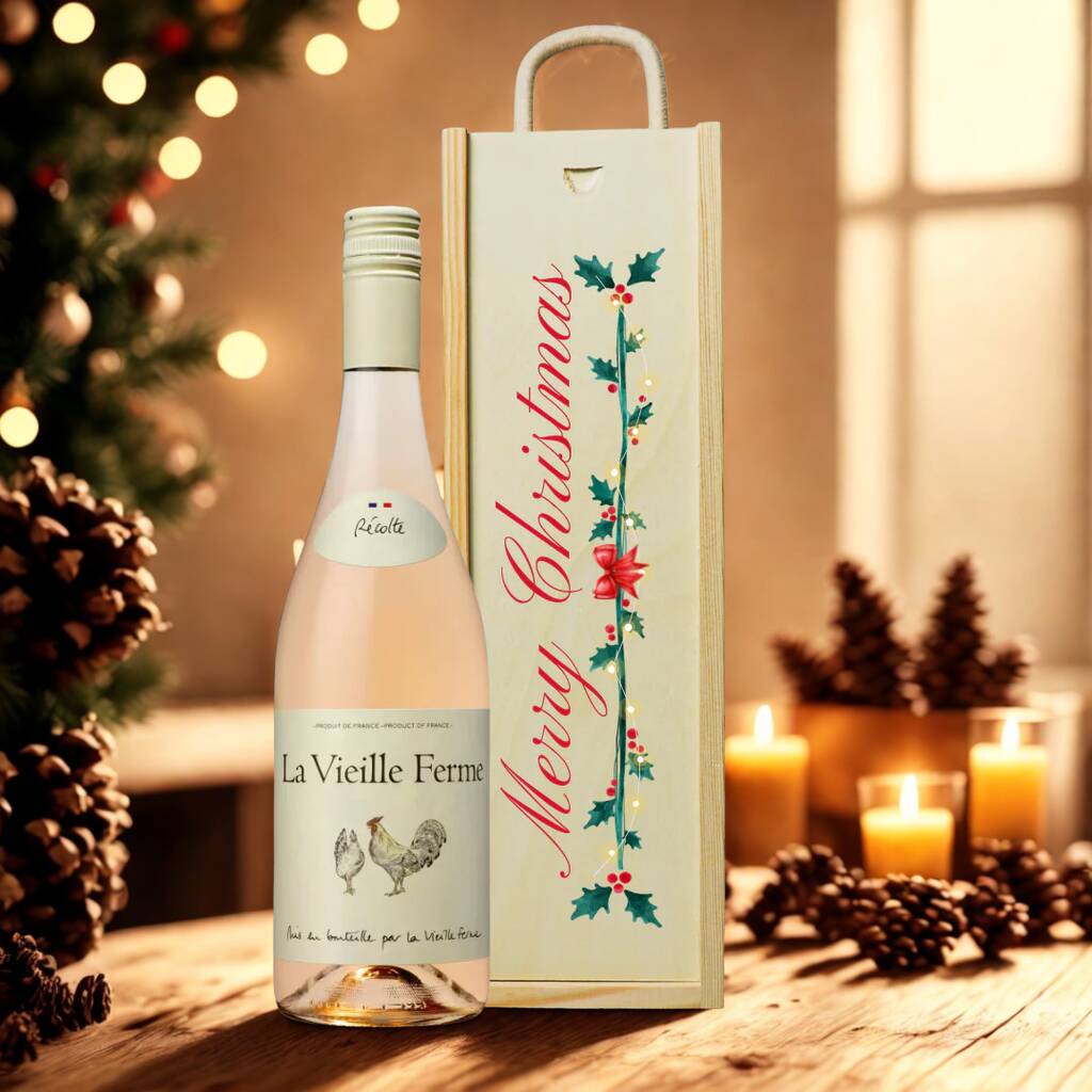 Merry Christmas La Vieille Ferme Rose Wine Gift Set, 1 of 3