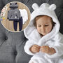 Personalised White Baby Gown With Hoodie, Vest, Joggers, thumbnail 1 of 12