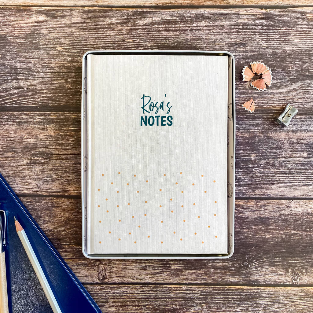Personalised Dotted Hardback Notebook Tin Set By Proper Goose