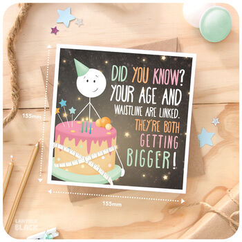 Waistline Funny Cheeky Cake Birthday Card Husband Wife Mum Dad Brother Sister 30 40 50 60 70, 2 of 6