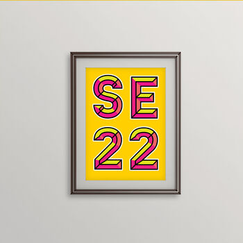 Se22 Dulwich Postcode Neon Typography Print, 2 of 4