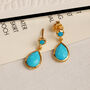 18ct Gold Vermeil Plated Gemstone Two Drop Earrings, thumbnail 3 of 6