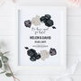Black And Ivory Roses Personalised Wedding Print, thumbnail 2 of 4