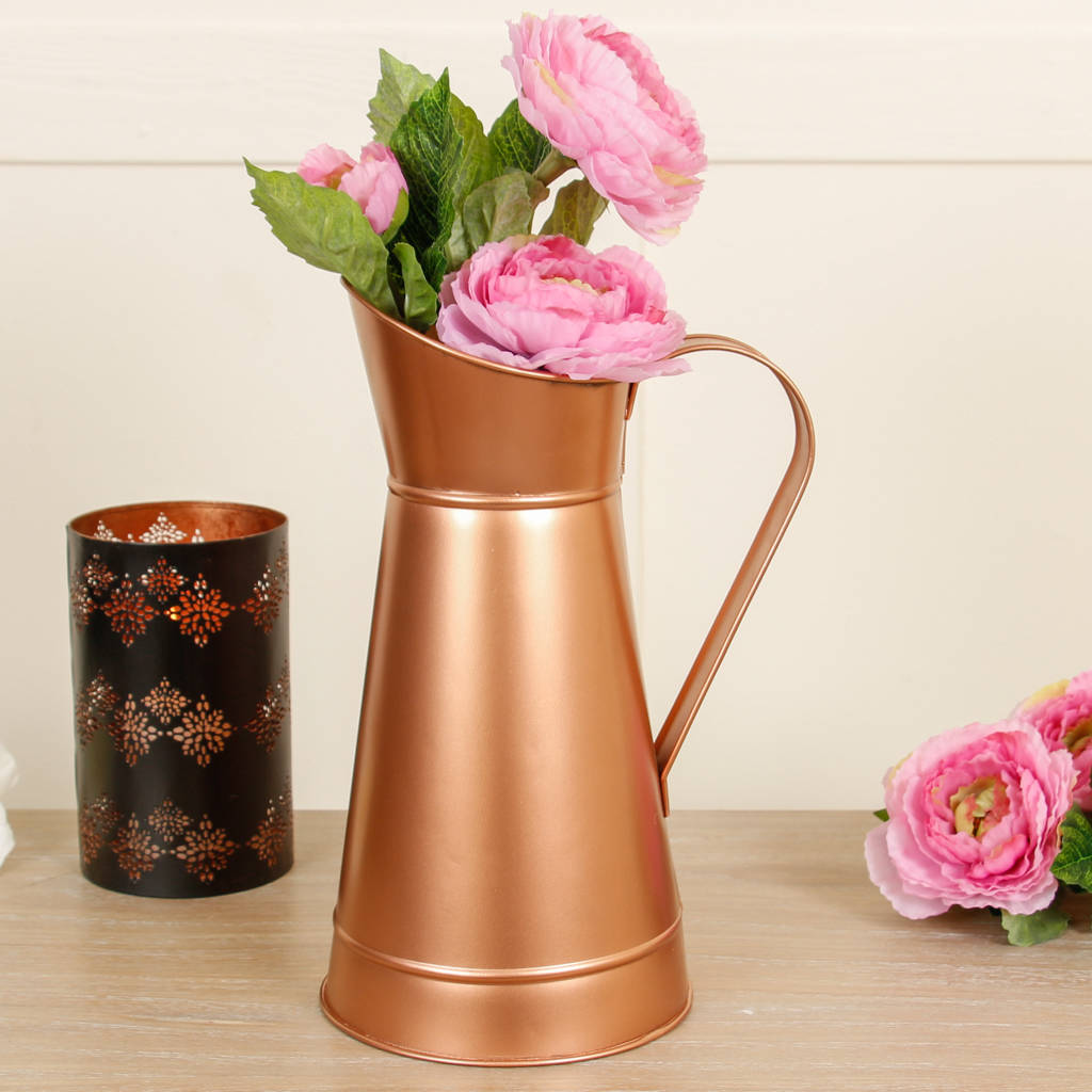 personalised traditional rose copper pitcher jug by dibor
