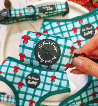 Festive Plaid Christmas Dog Harness, 7 of 9