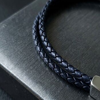Braided Leather Bracelet Blue, 7 of 8