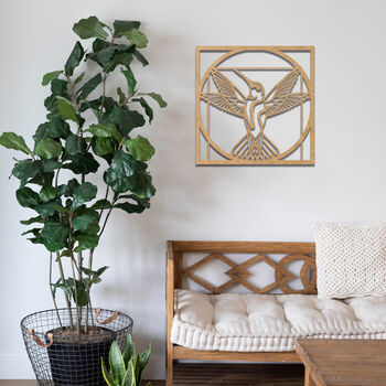 Handmade Wooden Hummingbird Wall Art For Living Room Decor, 8 of 9