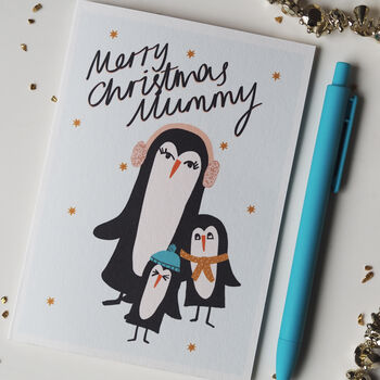 Penguin Christmas Card For Mummy, 3 of 4