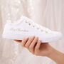 Personalised Bridal Converse Trainers – Custom Name Wedding Sneakers With Lace Trim, thumbnail 2 of 2