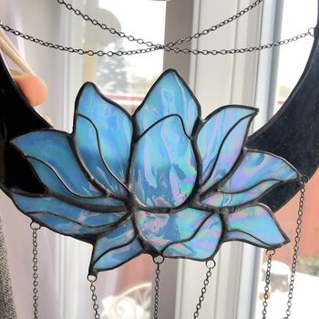 Moon And Lotus Glass Wall Hanging, 5 of 10