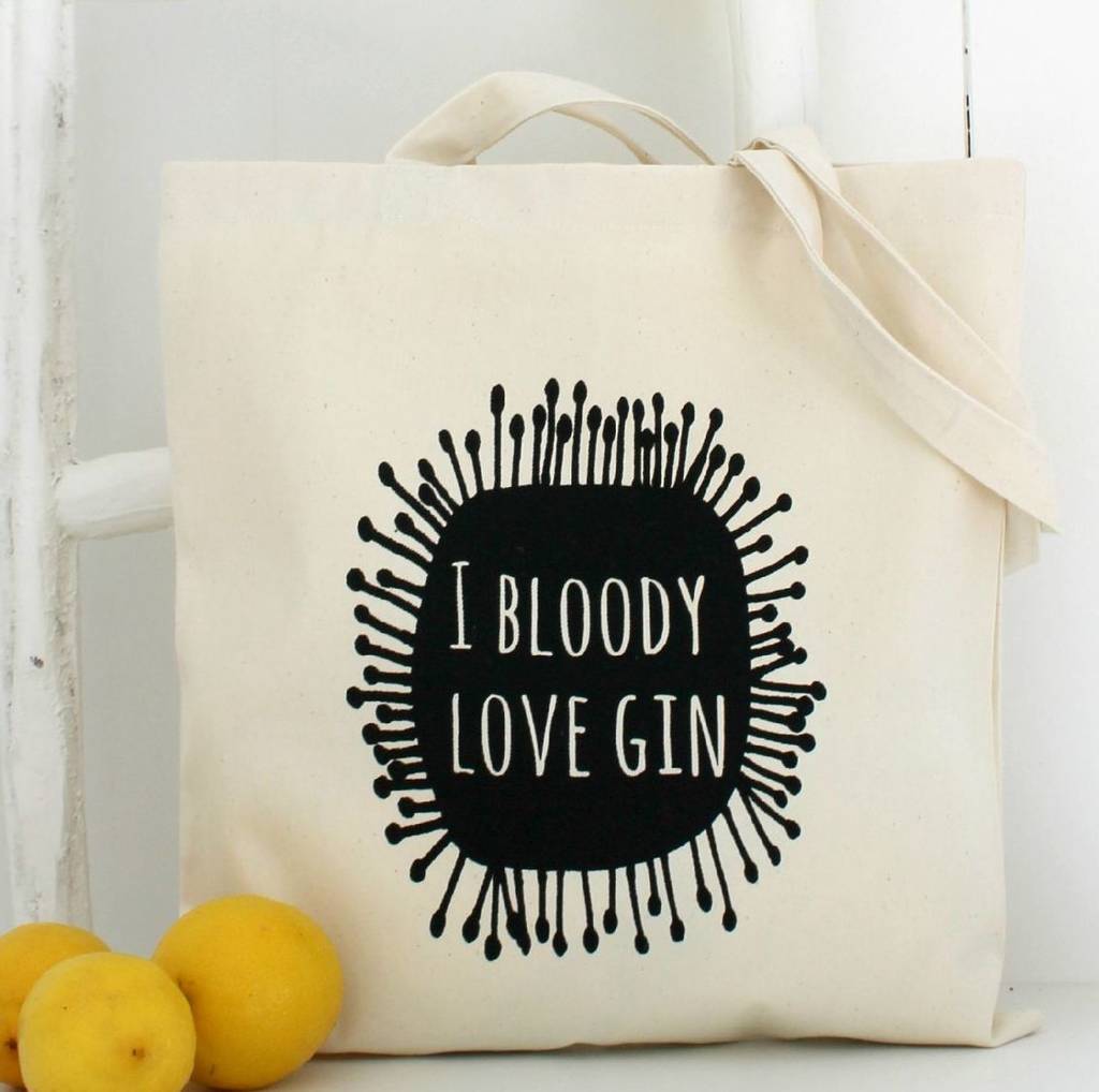 'Gin Love' Black Print Tote Bag, 1 of 5