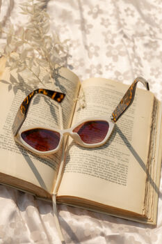Cream Thick Diamond Frame Sunglasses, 8 of 9