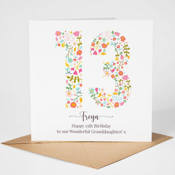 Floral Fun Personalised 13th Birthday Card, 4 of 5