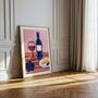 Cheese And Wine Art Print, Wall Decor, Cheese And Wine Gift, thumbnail 4 of 4