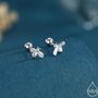 Tiny Bumble Bee Screw Back Earrings In Sterling Silver, thumbnail 1 of 10
