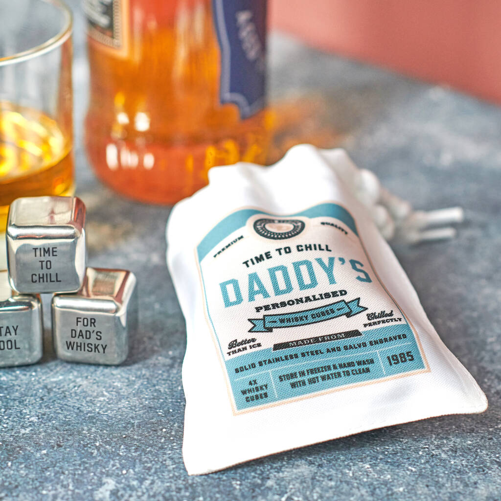 Personalised Stainless Steel Whisky Cubes In A Bag, 1 of 4