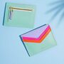 Personalised Leather Card Holder Mint Rainbow, thumbnail 4 of 5