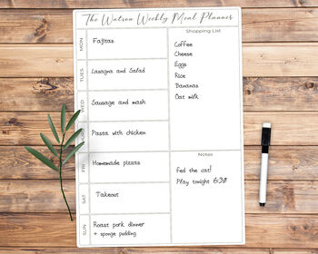 Weekly Meal Planner Aluminium Whiteboard, 3 of 6