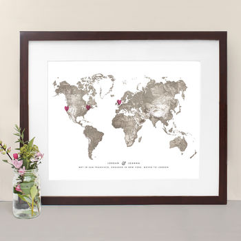 World Map Love Location Print, 2 of 3