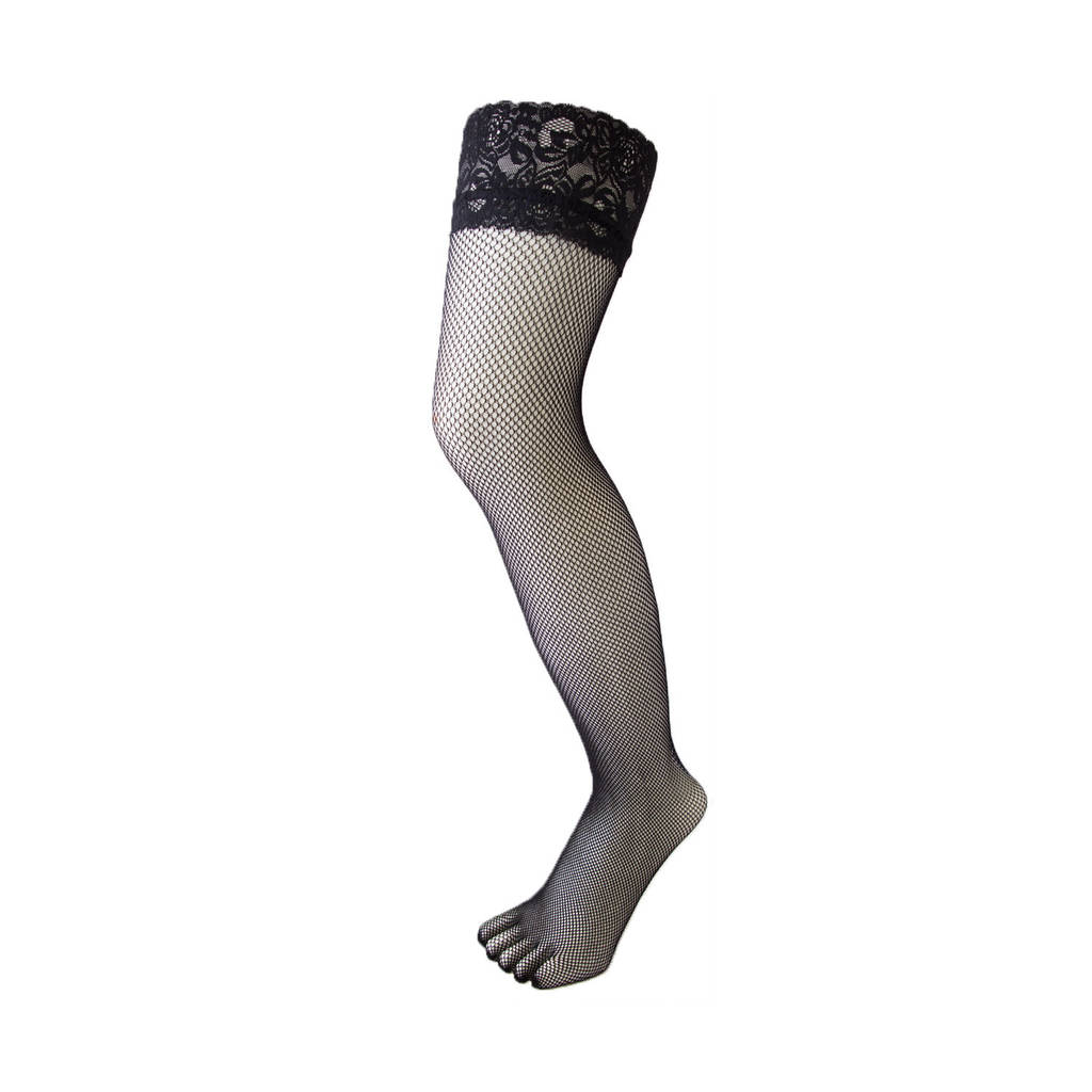 Legwear Plain Fishnet Hold Up / Thigh High Toe Socks, 1 of 4
