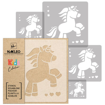 Reusable Plastic Stencil Five Pcs Unicorns With Brushes, 2 of 5