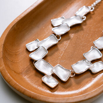 Matt Finish Layered Rectangle Brick Necklace, 2 of 3