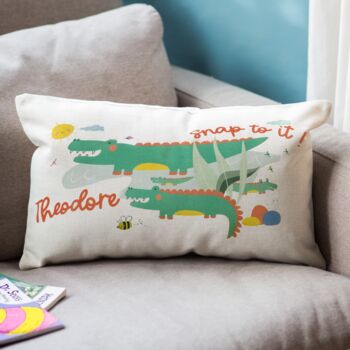 Children's Personalised Crocodile Themed Cushion, 2 of 9
