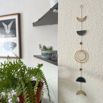 Glass Moon Phases Wall Hanging With Brass Details, 3 of 9