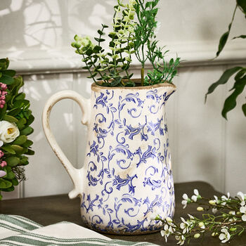 Solene Blue Botanical Pitcher Jug Vase, 2 of 7