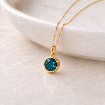Personalised Gold Plated Sterling Silver December Birthstone Topaz Pendant Necklace, 3 of 11